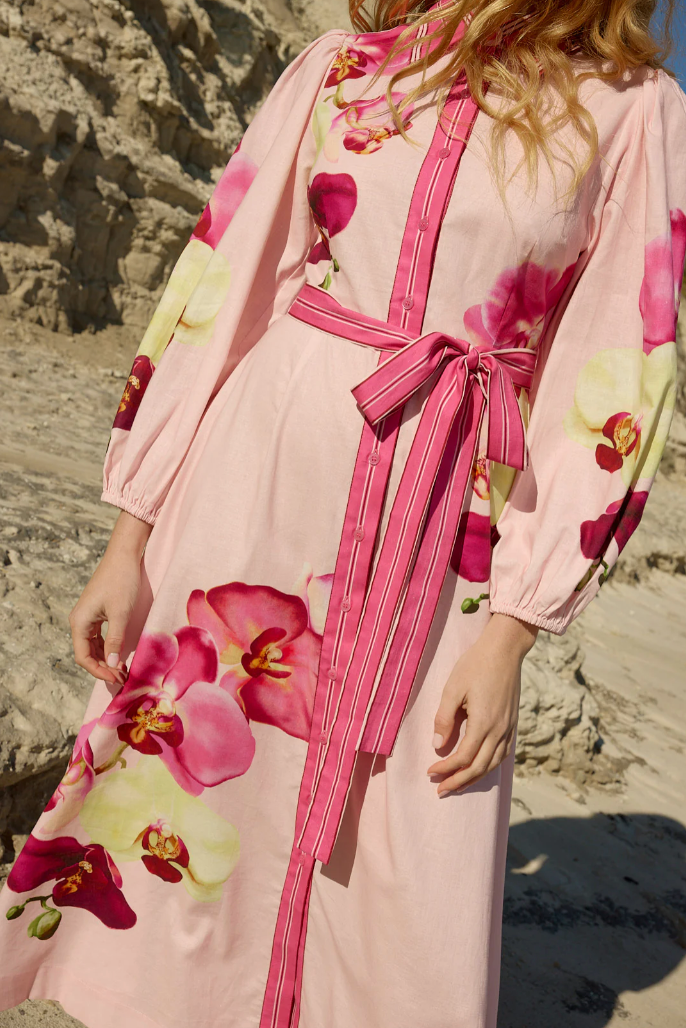 Lucille Dress in Icing Phalae