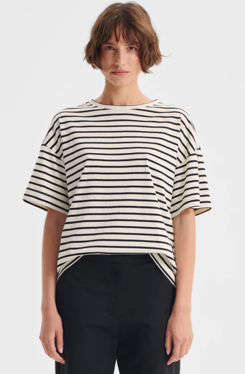 Archie Stripe Tee Black/Cream