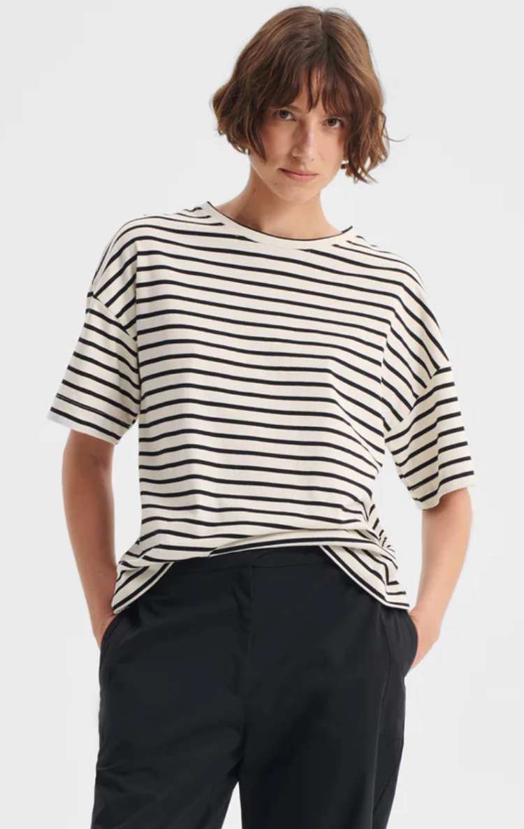 Archie Stripe Tee Black/Cream