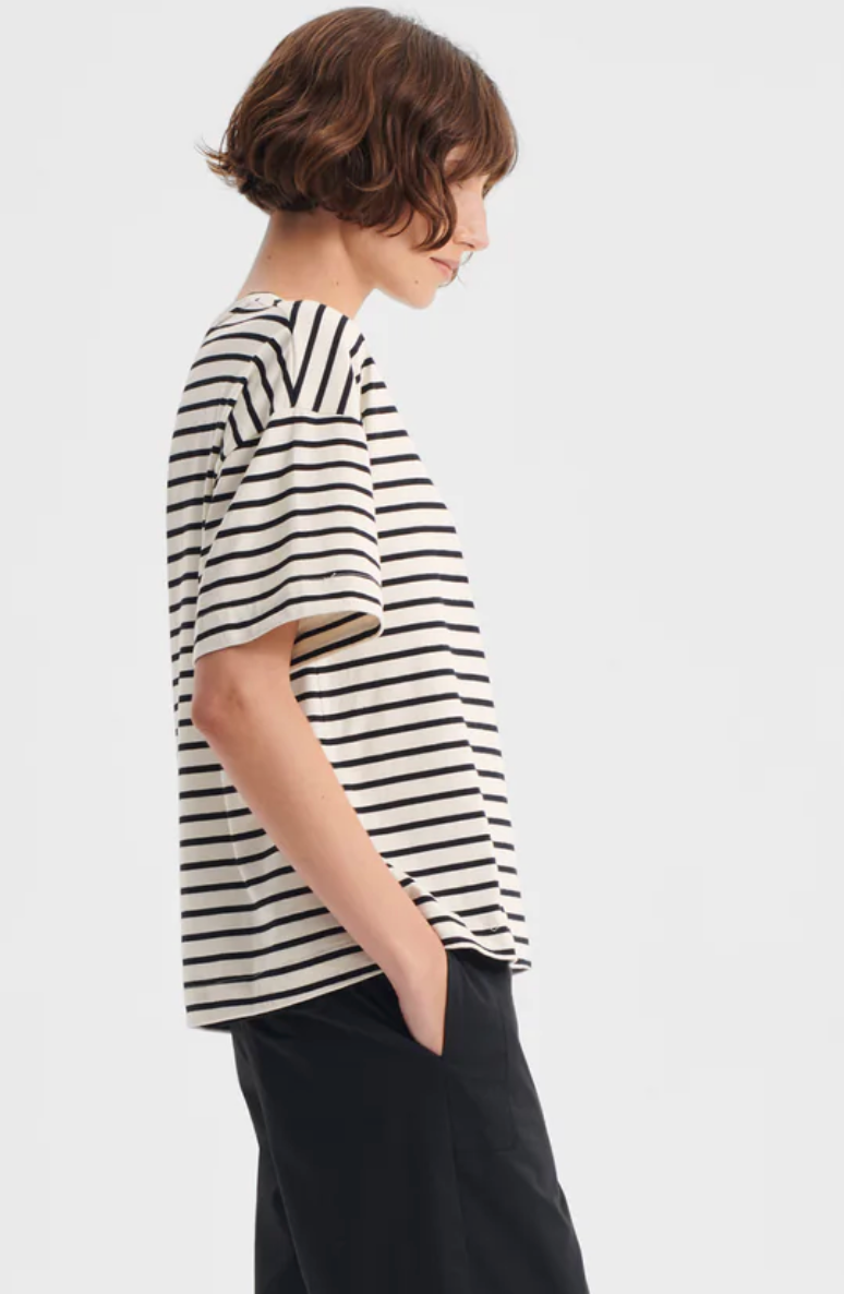 Archie Stripe Tee Black/Cream