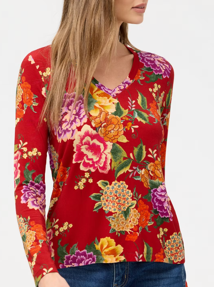 The Janie Fav L/S Scoop Neck - Ryuu Flower