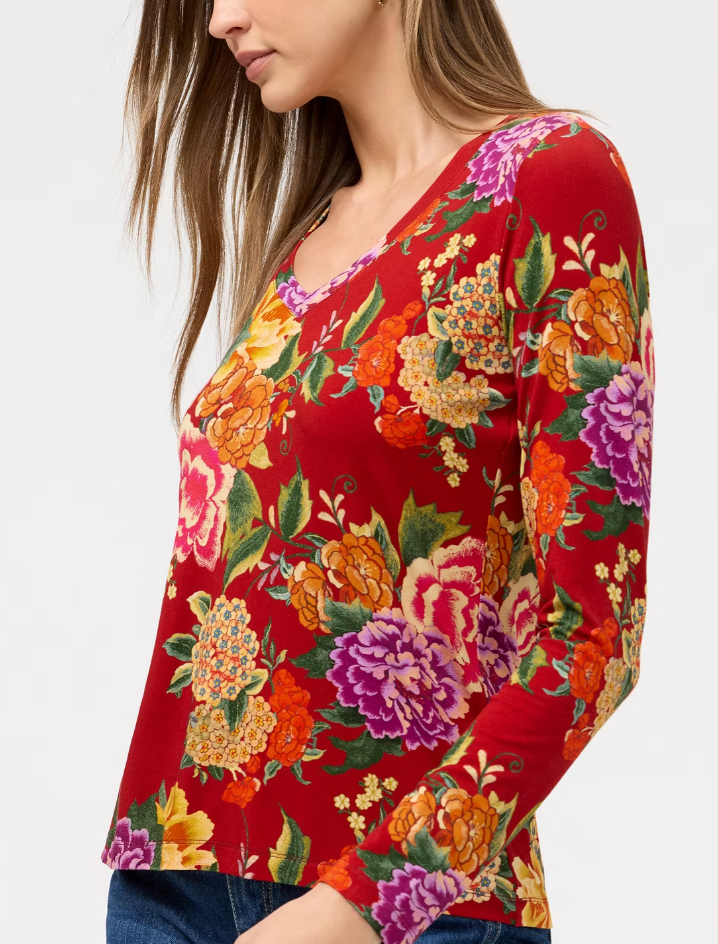 The Janie Fav L/S Scoop Neck - Ryuu Flower
