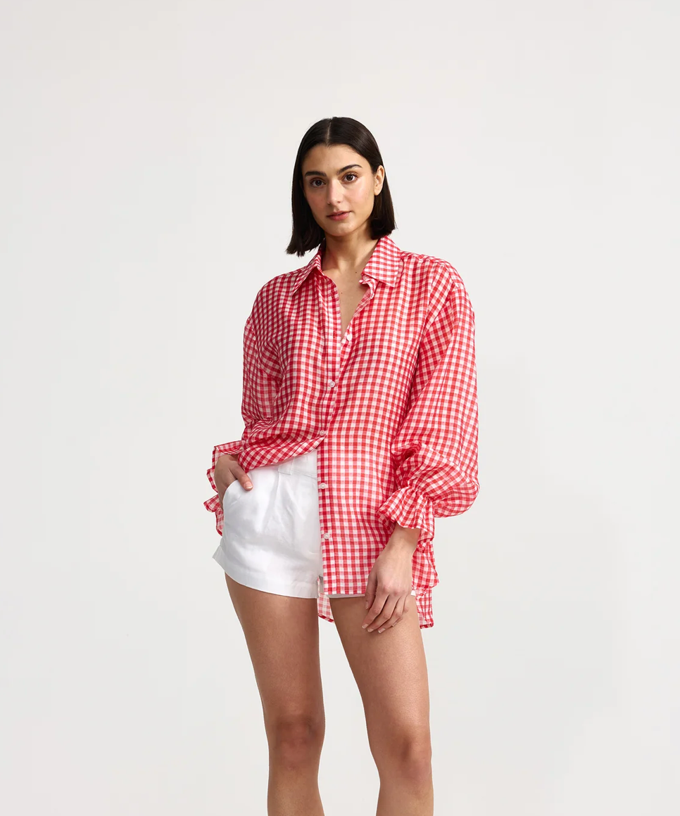 Chiara Shirt in Ruby Gingham
