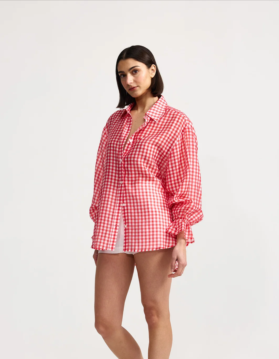 Chiara Shirt in Ruby Gingham