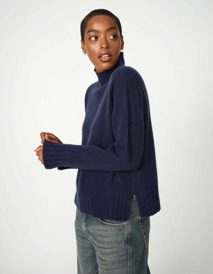 AIMA CASHMERE HIGH NECK KNIT BLUE