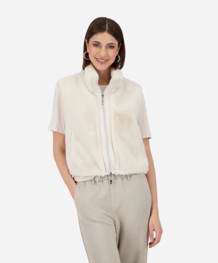 OAT MILK WAIST COAT FAKE FUR