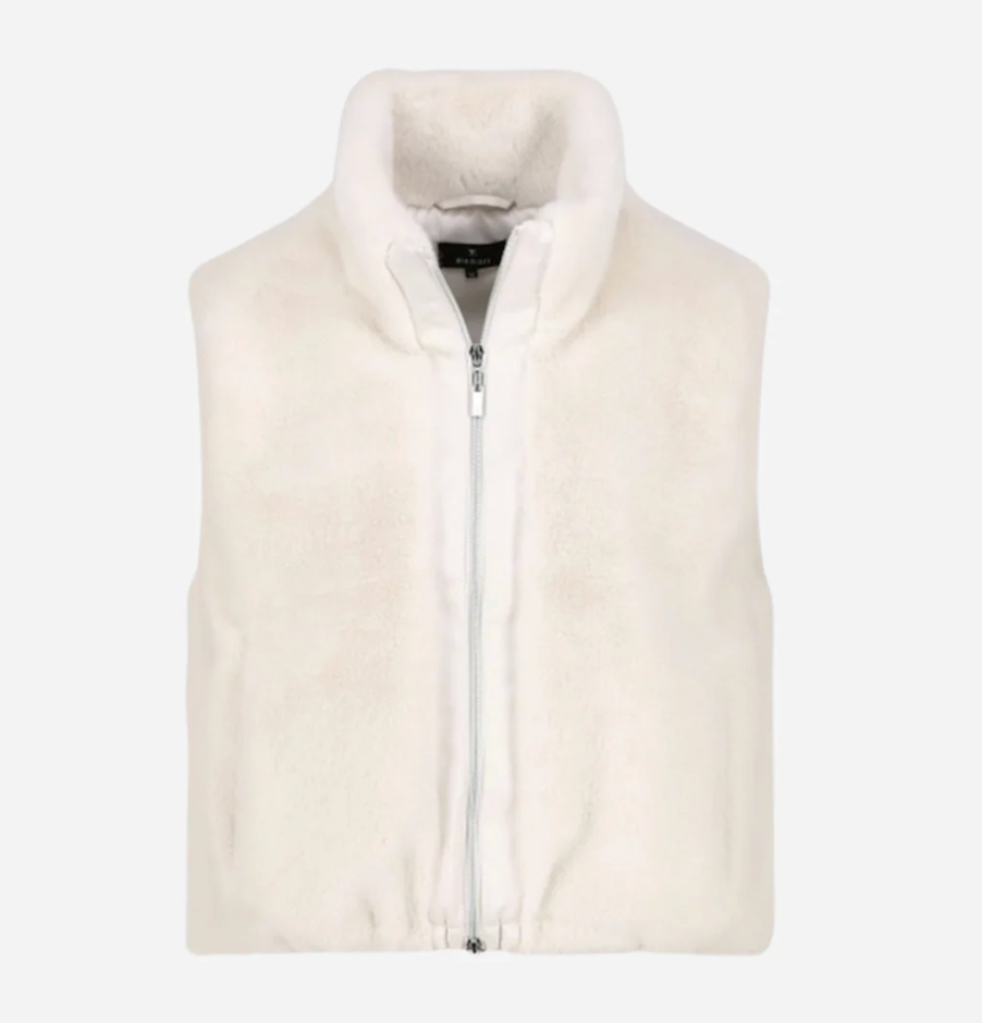 OAT MILK WAIST COAT FAKE FUR