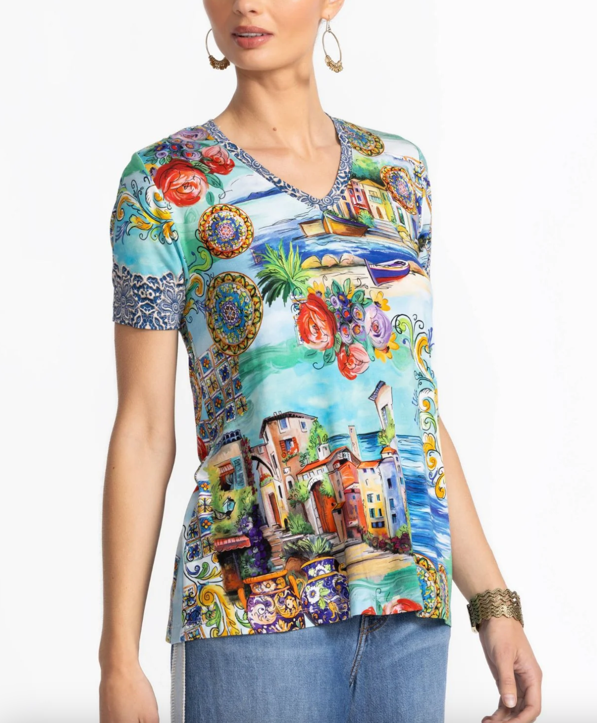 The Janie Favorite SS V-Neck Swing Tee