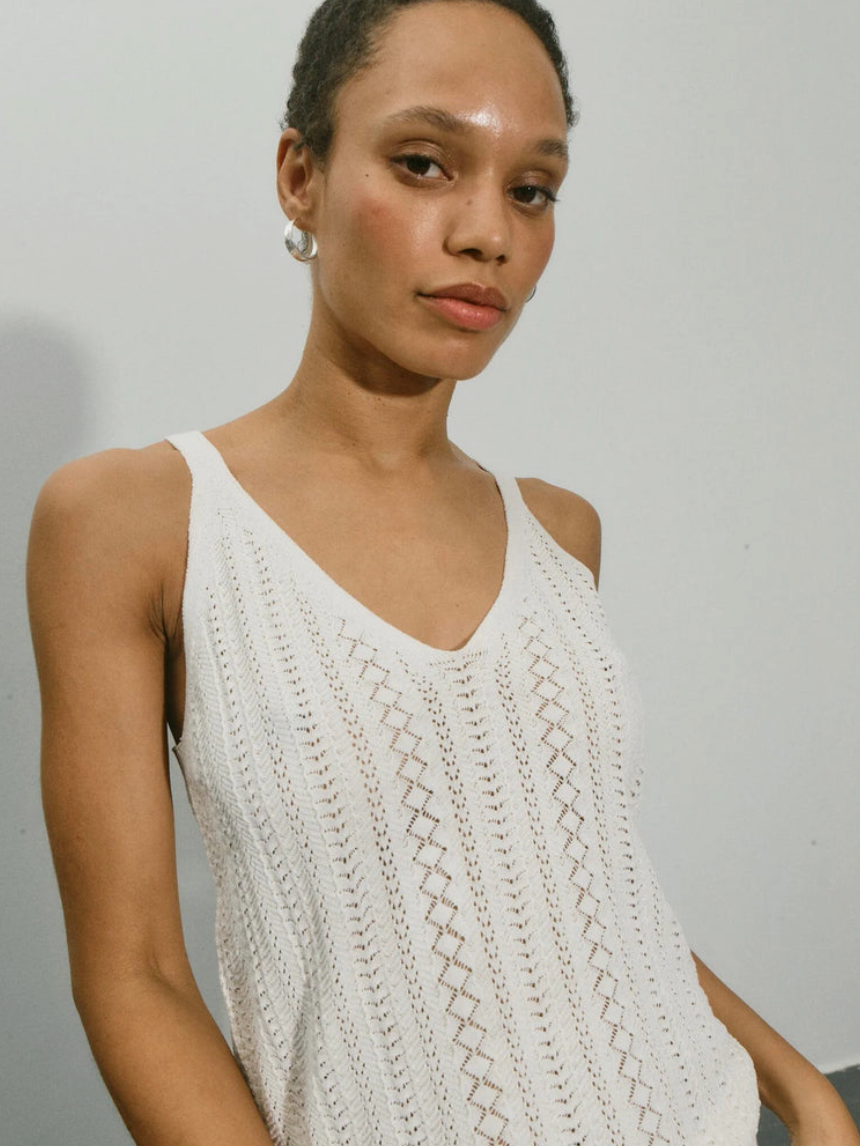 Cressida Melange Knit Top Ecru