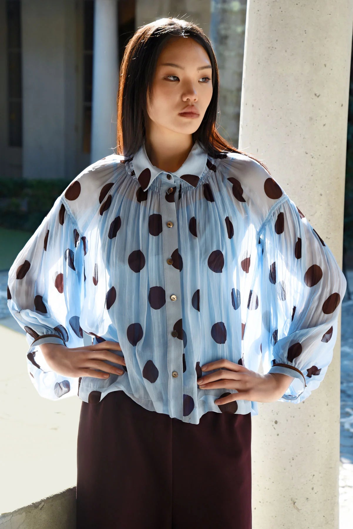 Tweedle Dee Blouse Blue/Chocola TE Spot TC21108904BLCPF26-6