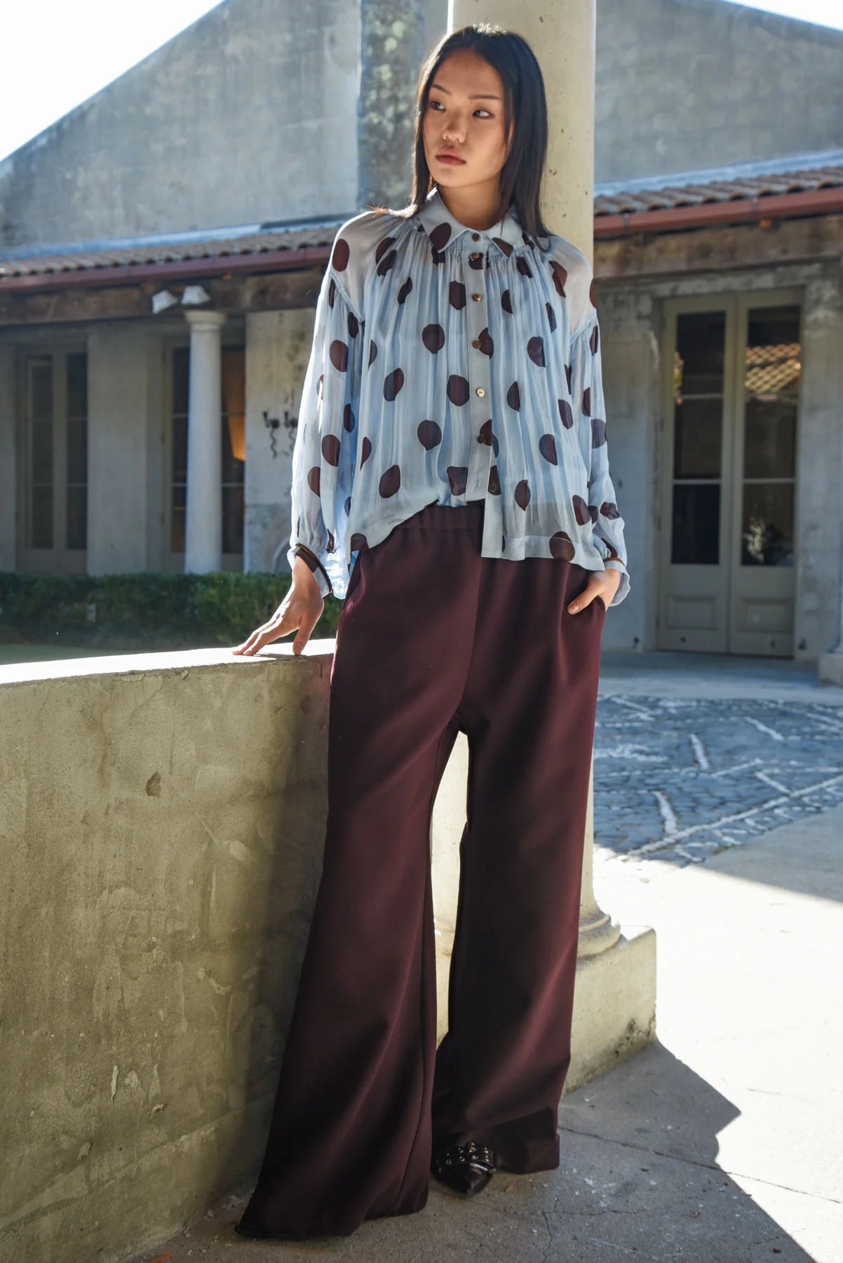 Tweedle Dee Blouse Blue/Chocola TE Spot TC21108904BLCPF26-6
