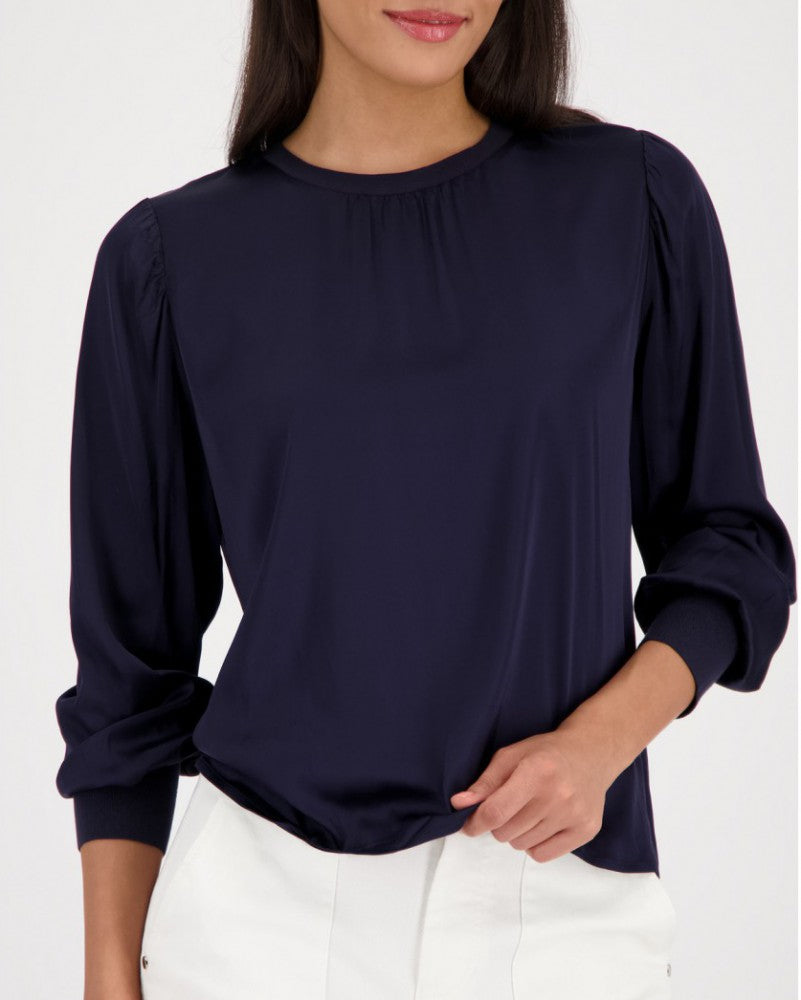Satin Blouse Navy