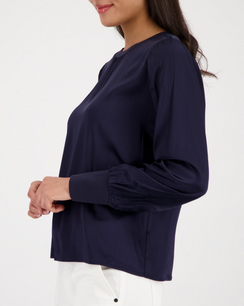 Satin Blouse Navy