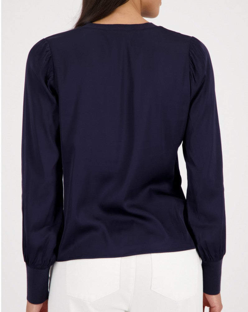 Satin Blouse Navy