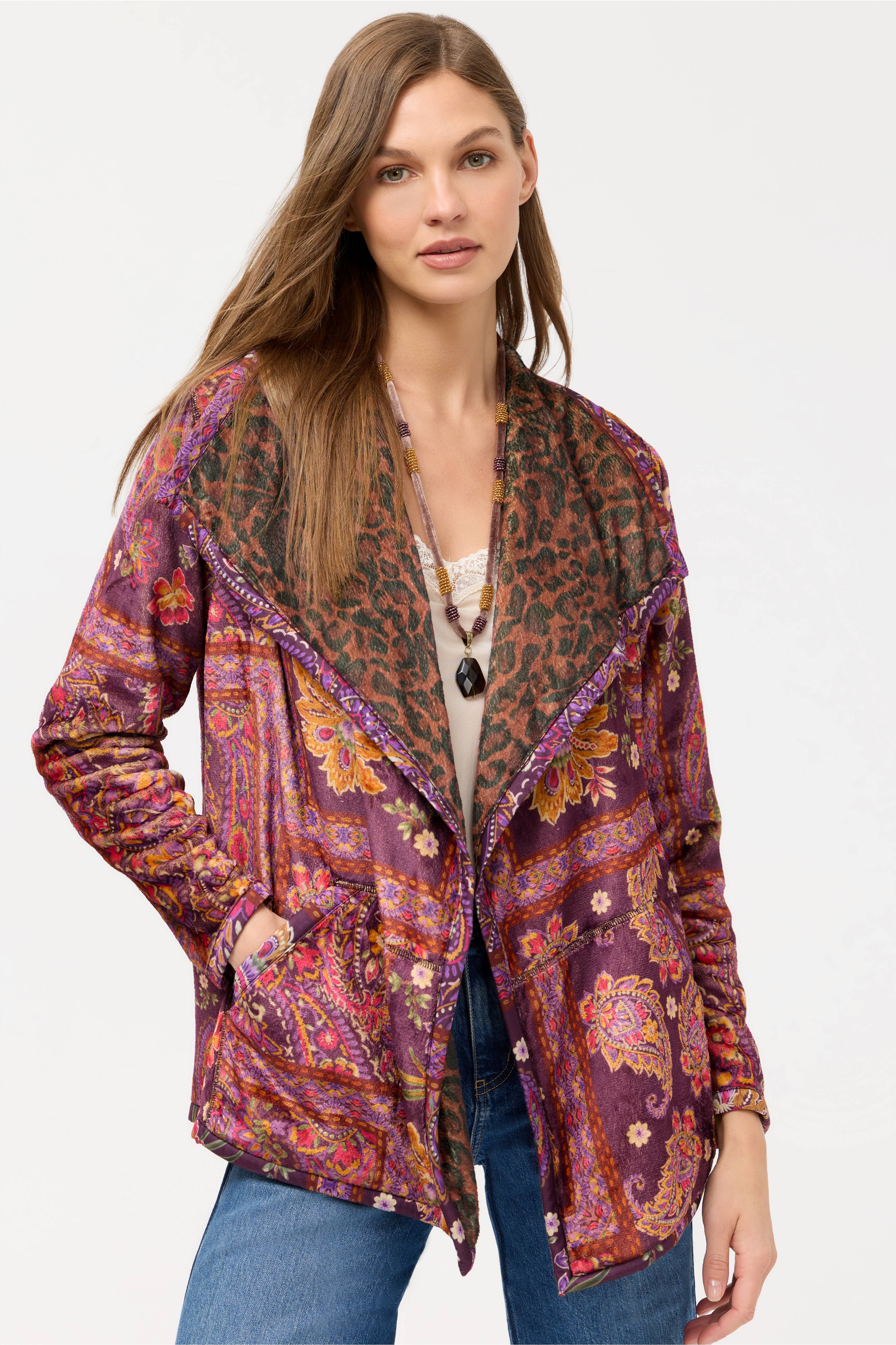 Joan Wrap Binded Sherpa Jacket Reverible - Domitila
