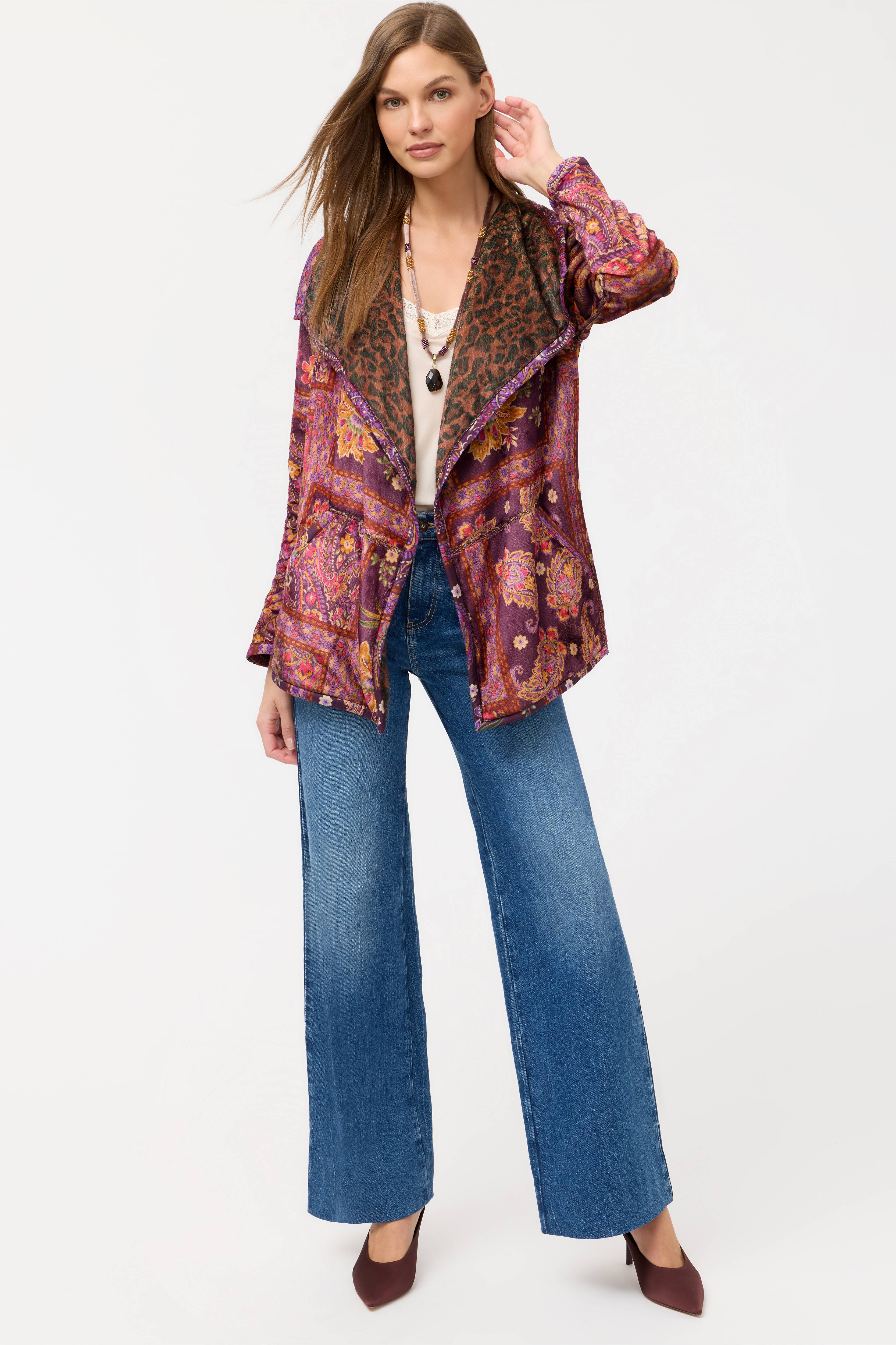 Joan Wrap Binded Sherpa Jacket Reverible - Domitila
