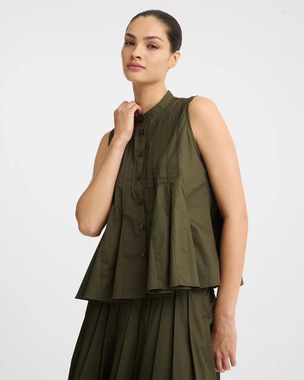 Devin Pintuck Shirt Olive