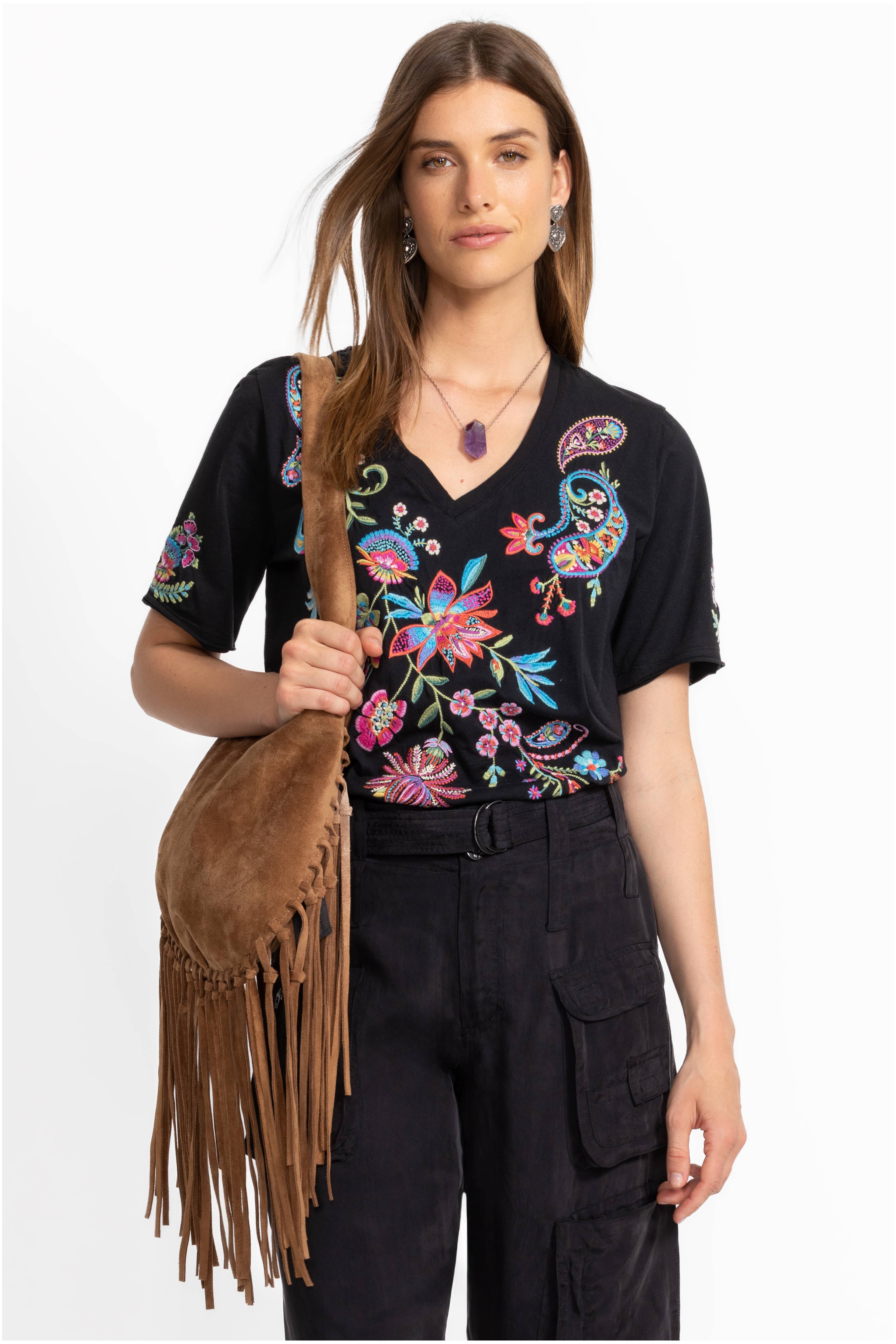 Raw Hem V Neck Tee Karime