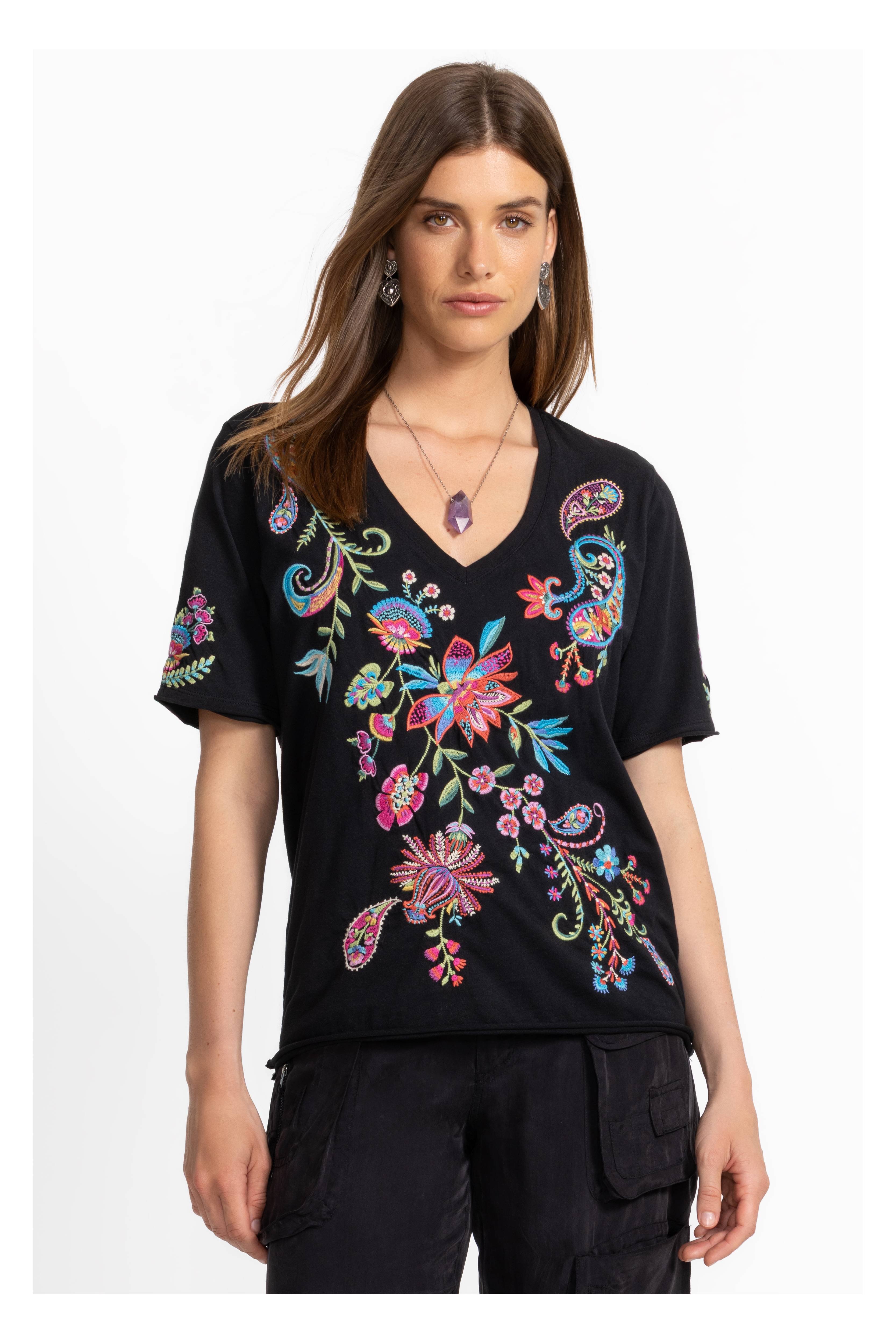 Raw Hem V Neck Tee Karime