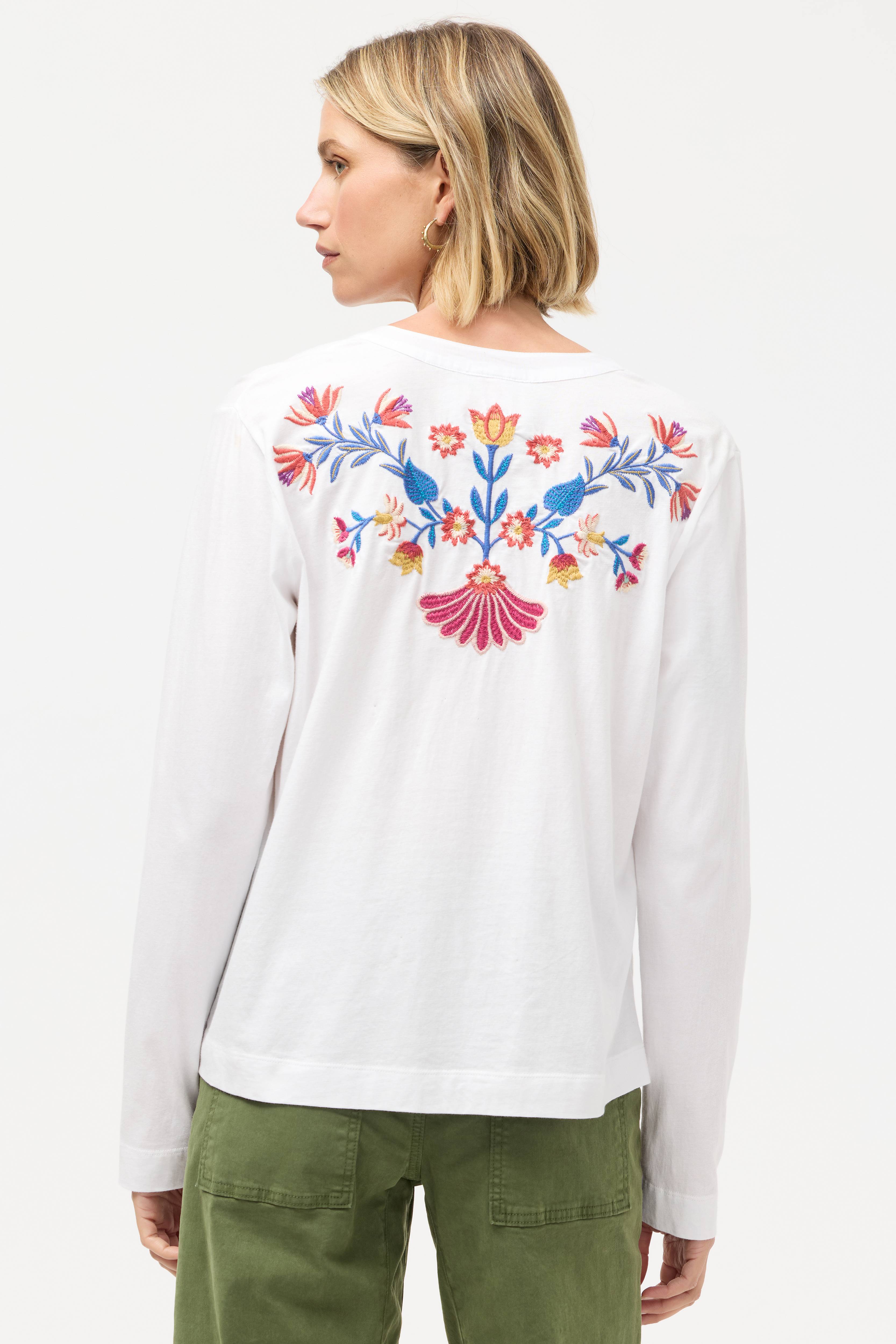 Mixed Media Henley T-Shirt - Elizabeth